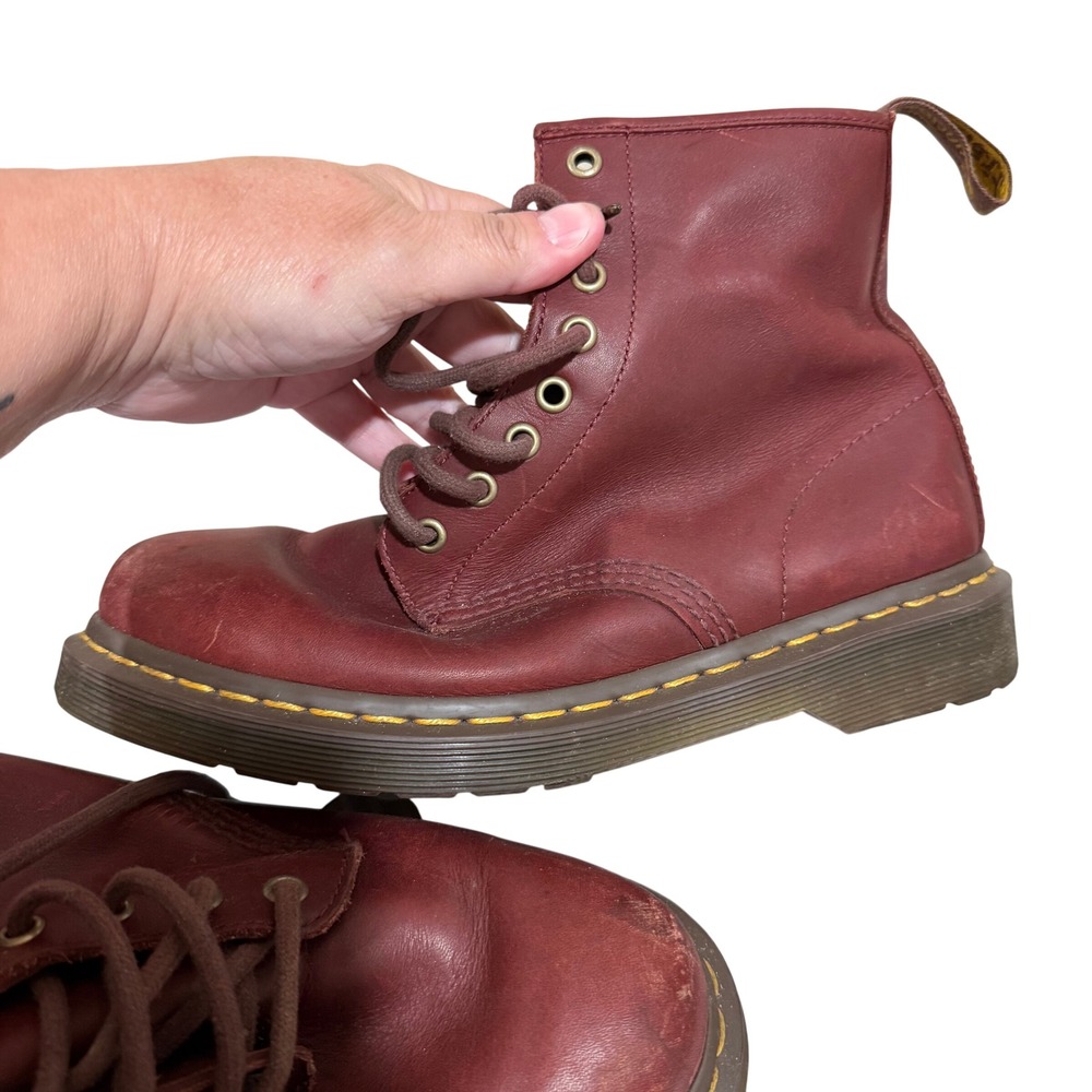 Dr. Martens 1460 Oxblood Burgundy Leather 8 Eye Lace Up Boots Mens 7 Women 8 - Picture 5 of 10